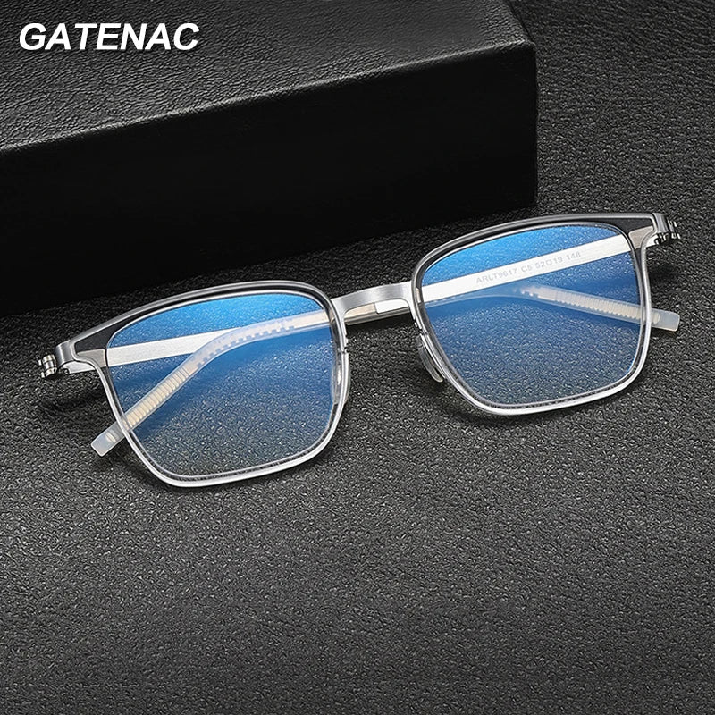 Gatenac Unisex Full Rim Square Acetate Eyeglasses Gxyj-1183 Full Rim Gatenac   