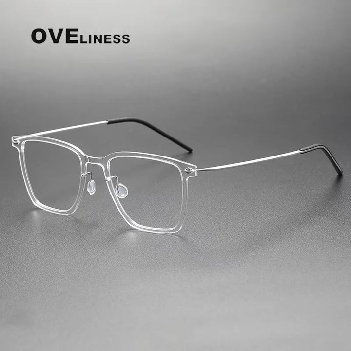 Oveliness Women's Full Rim Square Acetate Titanium Eyeglasses 16554