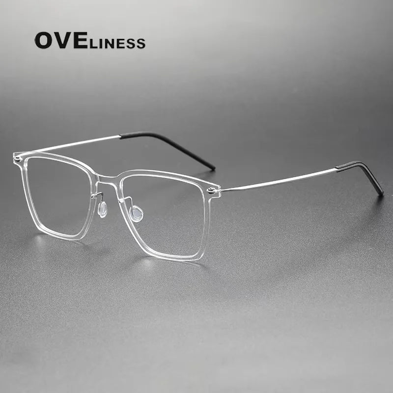 Oveliness Women's Full Rim Square Acetate Titanium Eyeglasses 16554