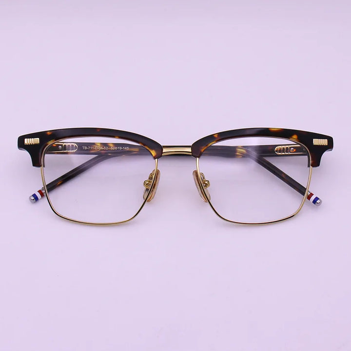 Black Mask Unisex Full Rim Browline Square Acetate Eyeglasses Bm-bt711 Full Rim Black Mask