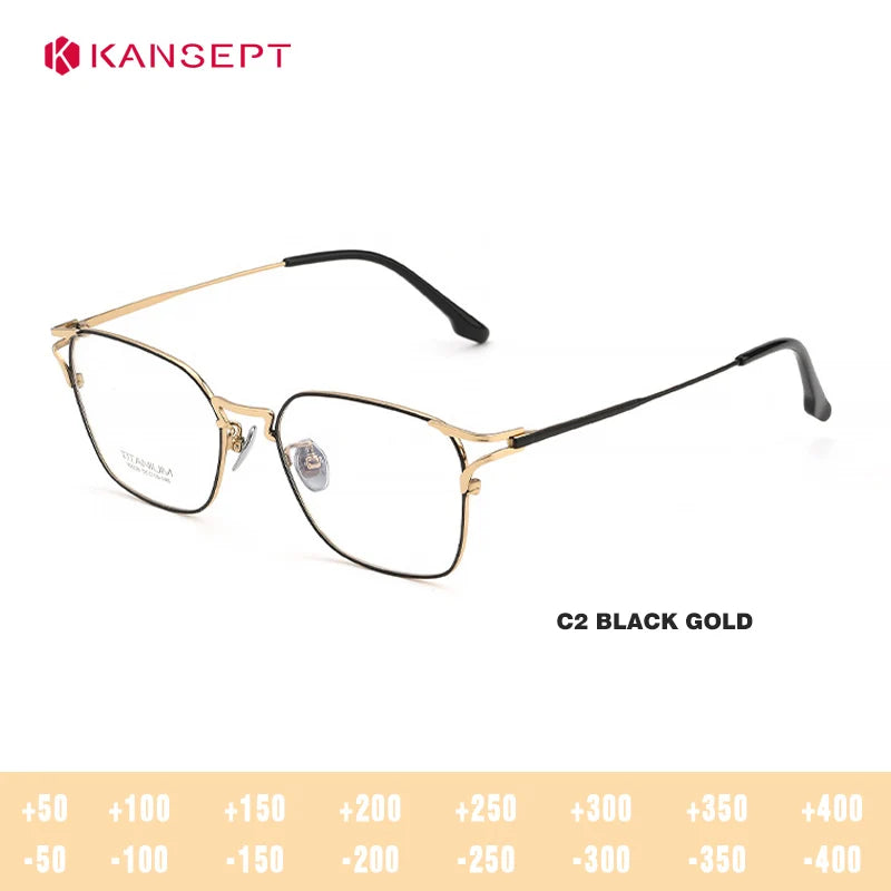 Kansept Men's Full Rim Polygon Square Titanium Reading Glasses 40038