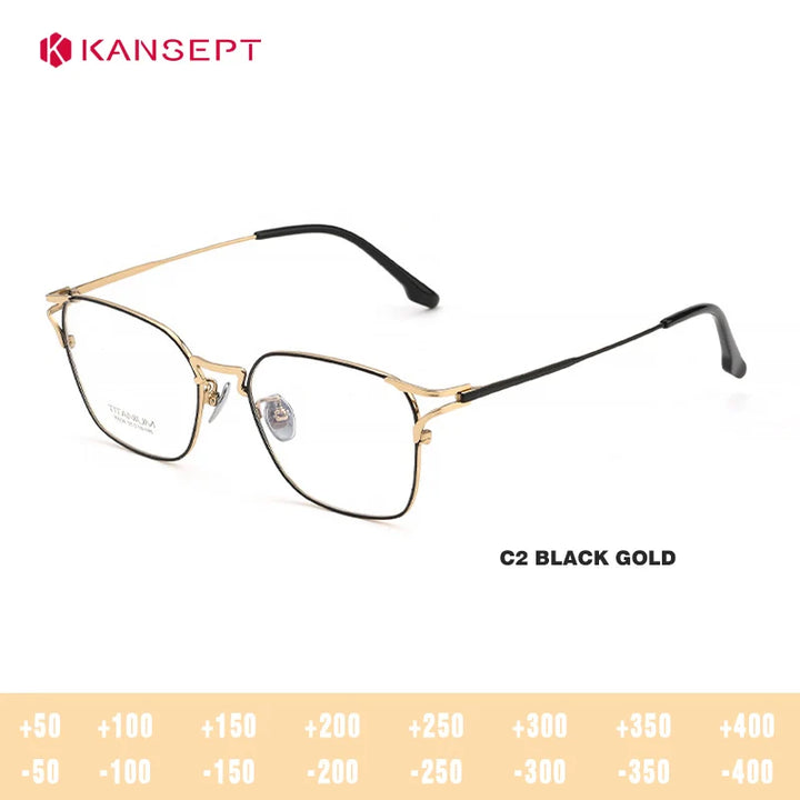 Kansept Men's Full Rim Polygon Square Titanium Reading Glasses 40038