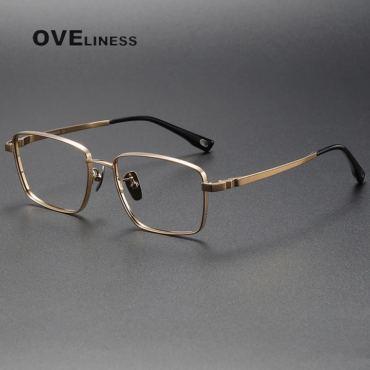 Oveliness Men's Full Rim Square Titanium Eyeglasses 80929 Full Rim Oveliness gold  