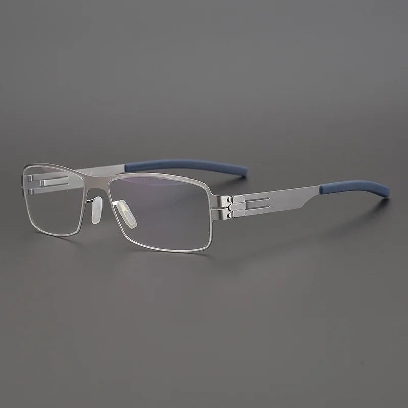 Black Mask Unisex Full Rim Square Screwless Steel Eyeglasses 4294 Full Rim Black Mask Silver