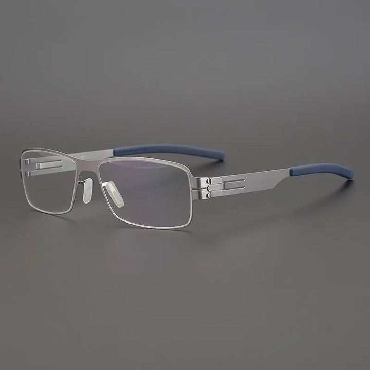 Black Mask Unisex Full Rim Square Screwless Steel Eyeglasses 4294 Full Rim Black Mask Silver