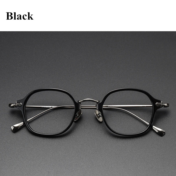 Black Mask Unisex Full Rim Square Titanium Acetate Eyeglasses 49183 Full Rim Black Mask Black