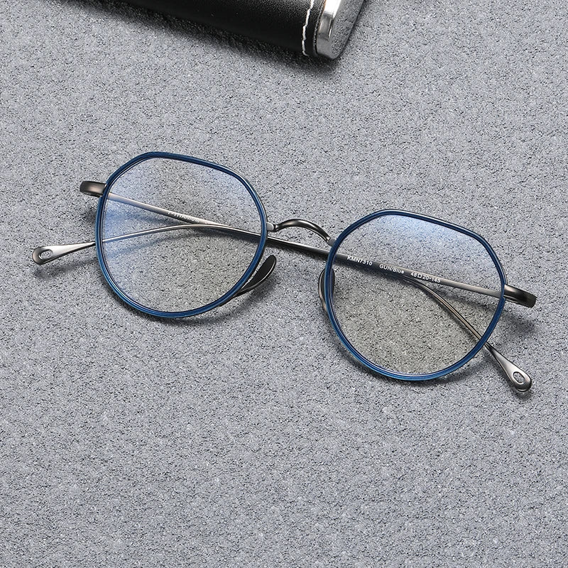 Black Mask Women's Full Rim Flat Top Oval Acetate Titanium Eyeglasses 67310