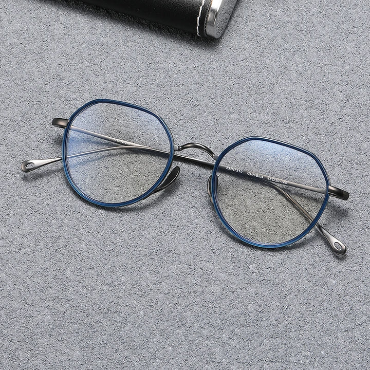 Black Mask Women's Full Rim Flat Top Oval Acetate Titanium Eyeglasses 67310