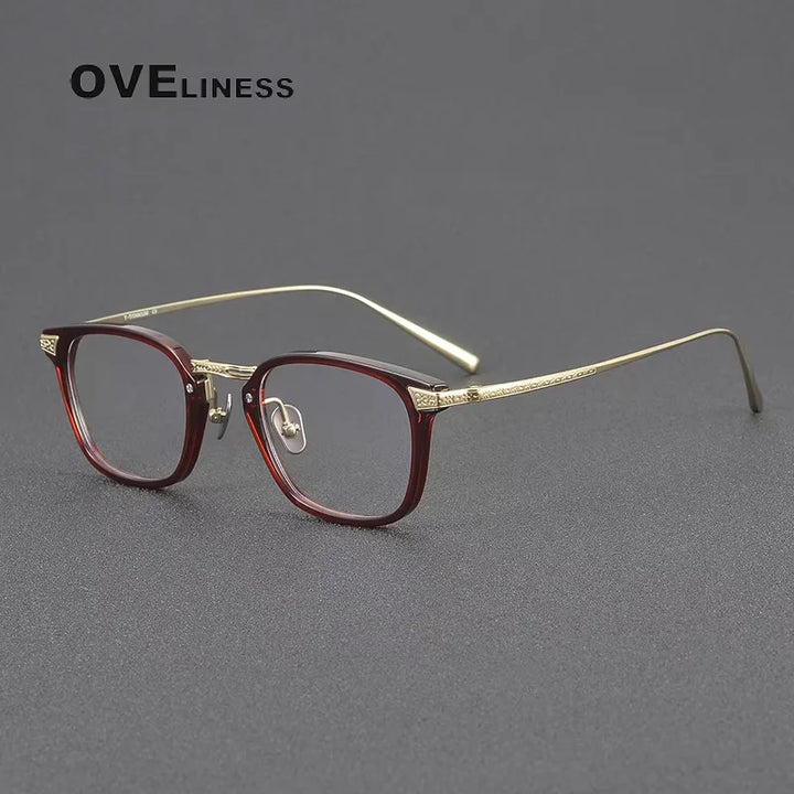 Oveliness Women's Full Rim Square Acetate Titanium Eyeglasses 214023