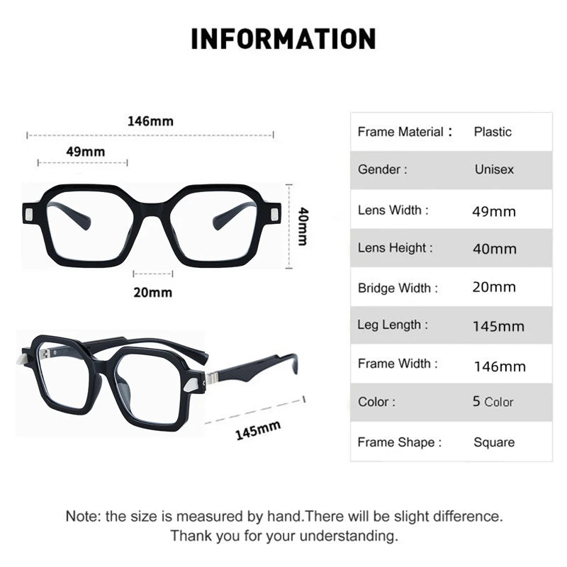 Kocolior Unisex Full Rim Oversized Square Acetate Hyperopic Reading Glasses 5571 Reading Glasses Kocolior