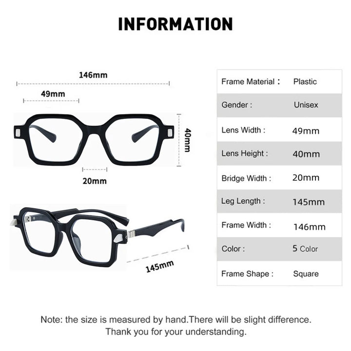 Kocolior Unisex Full Rim Oversized Square Acetate Hyperopic Reading Glasses 5571 Reading Glasses Kocolior