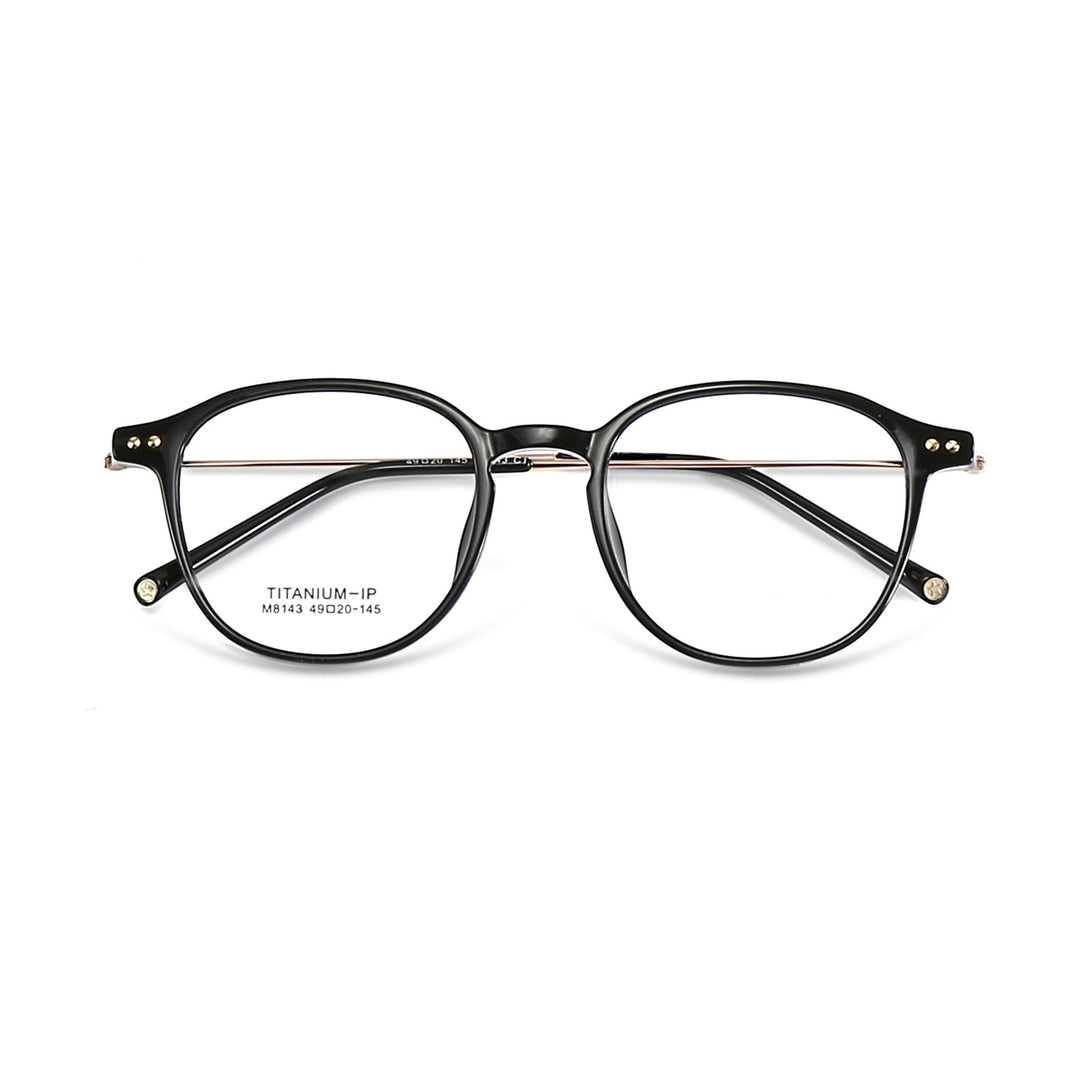 Yimaruili Unisex Full Rim Square Tr 90 Titanium Eyeglasses M8143 Full Rim Yimaruili Eyeglasses Black Gold