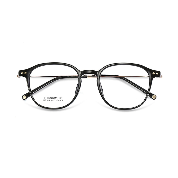 Yimaruili Unisex Full Rim Square Tr 90 Titanium Eyeglasses M8143 Full Rim Yimaruili Eyeglasses Black Gold