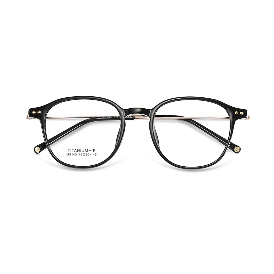 Yimaruili Unisex Full Rim Square Tr 90 Titanium Eyeglasses M8143 Full Rim Yimaruili Eyeglasses Black Gold  