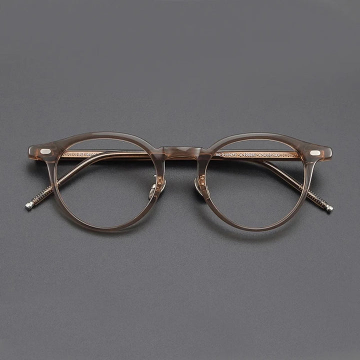 Black Mask Unisex Full Rim Round Acetate Eyeglasses 195493