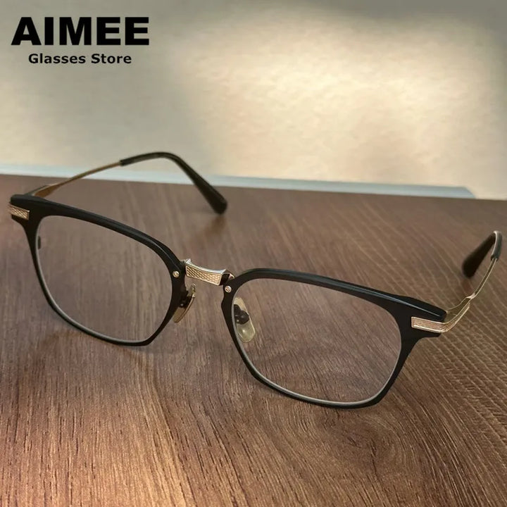 Aimee Unisex Full Rim Square Acetate Titanium Eyeglasses 942068 Full Rim Aimee