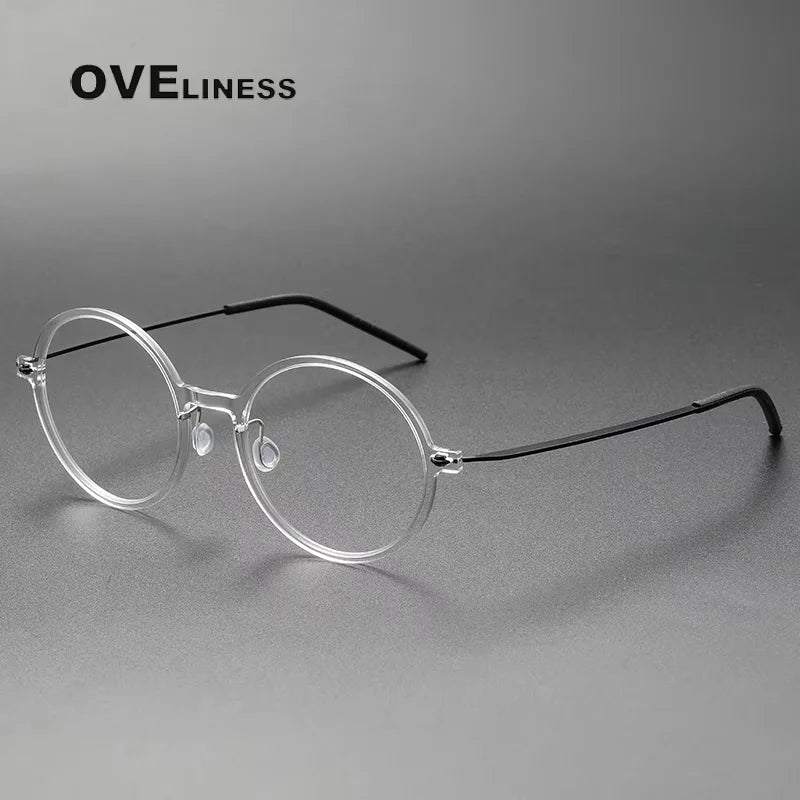 Oveliness Women's Full Rim Round Acetate Titanium Eyeglasses 26523