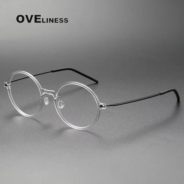 Oveliness Women's Full Rim Round Acetate Titanium Eyeglasses 26523