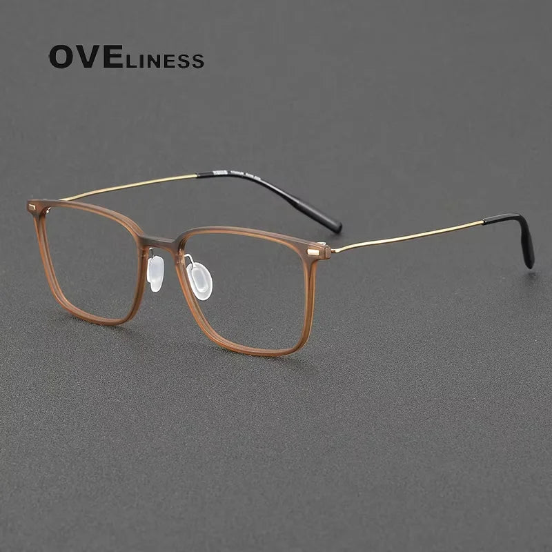Oveliness Women's Full Rim Square Acetate Titanium Eyeglasses 28673