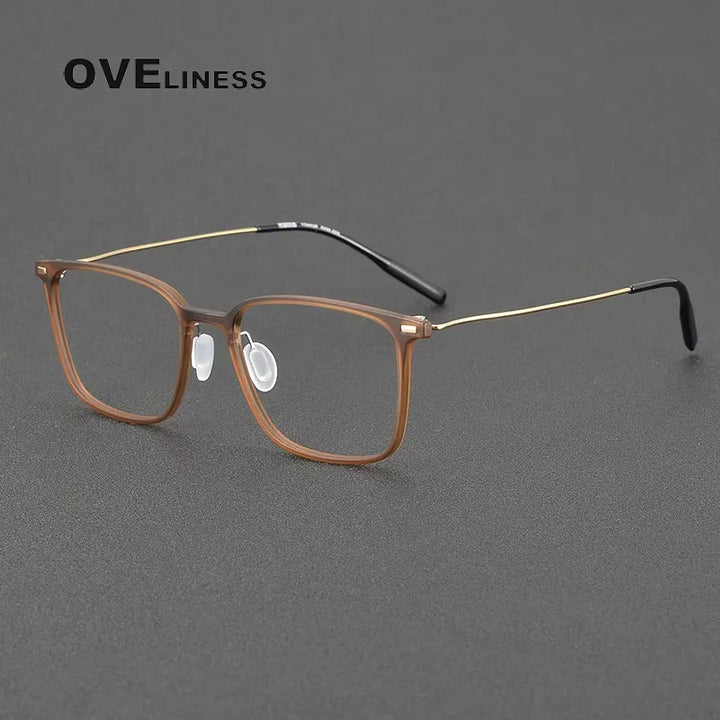 Oveliness Women's Full Rim Square Acetate Titanium Eyeglasses 28673