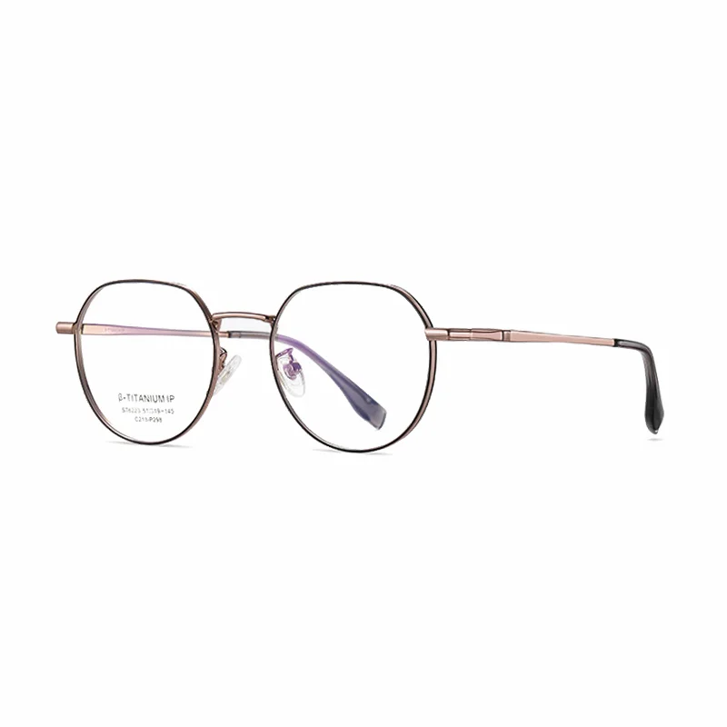 Ralferty Women's Full Rim Polygon Titanium Alloy Eyeglasses R6223 Full Rim Ralferty C213 RoseGold CN