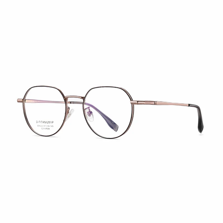 Ralferty Women's Full Rim Polygon Titanium Alloy Eyeglasses R6223 Full Rim Ralferty C213 RoseGold CN