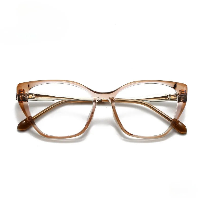 Hewei Women's Full Rim Square Cat Eye Acetate Titanium Eyeglasses 41049