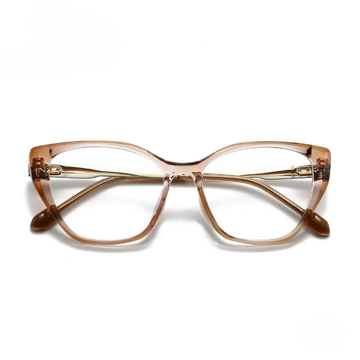 Hewei Women's Full Rim Square Cat Eye Acetate Titanium Eyeglasses 41049