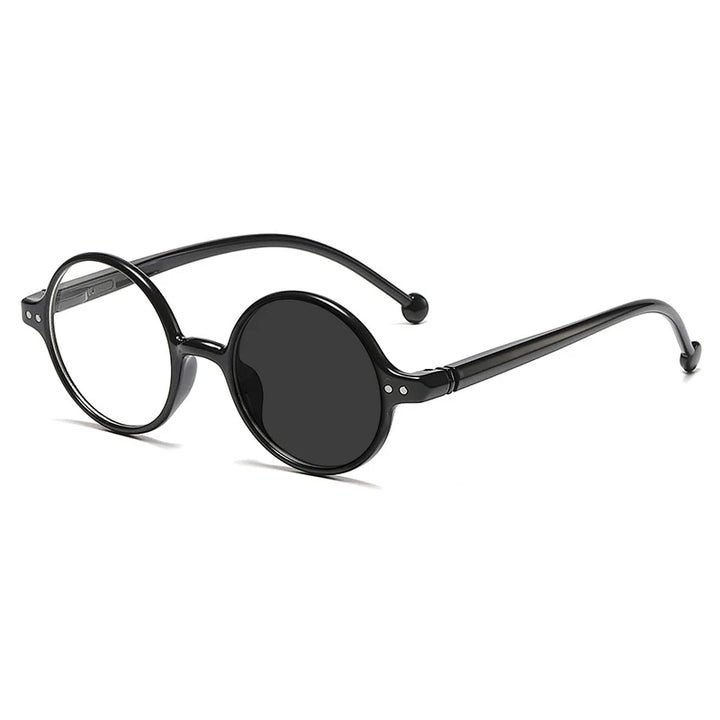 Kocolior Unisex Full Rim Round Acetate Hyperopic Reading Glasses 5067 Reading Glasses Kocolior Photochromic Black 0