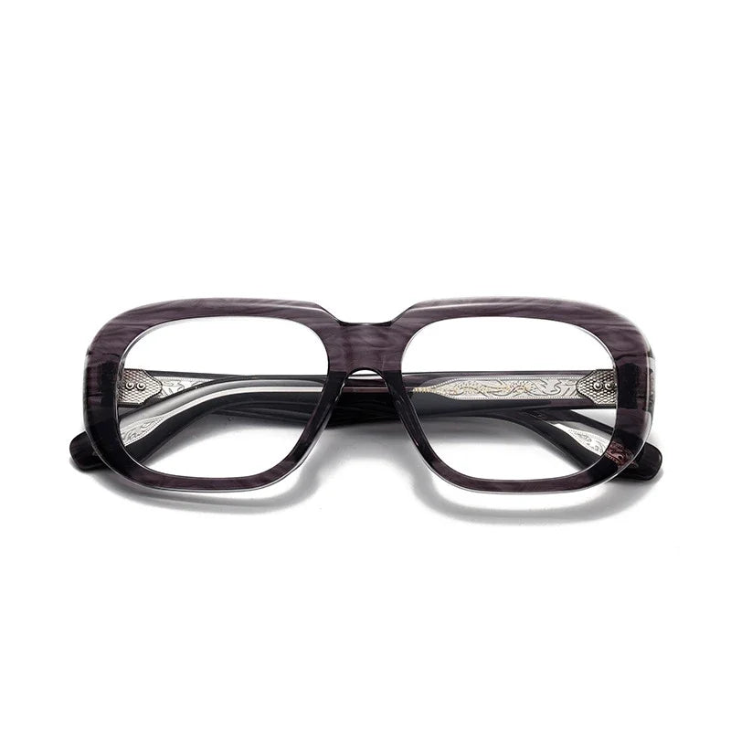 Muzz Men's Full Rim Oval Square Thick Acetate Eyeglasses 842315 Full Rim Muzz Gray