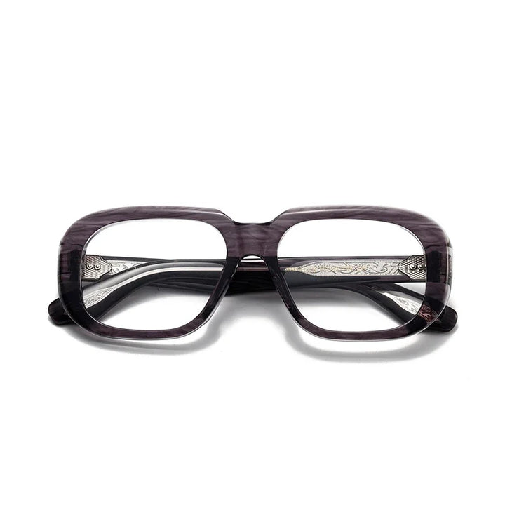 Muzz Men's Full Rim Oval Square Thick Acetate Eyeglasses 842315 Full Rim Muzz Gray