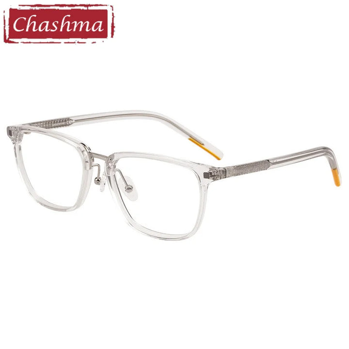 Chashma Ottica Unisex Full Rim Square Acetate Titanium Eyeglasses 5175 Full Rim Chashma Ottica Transparent  