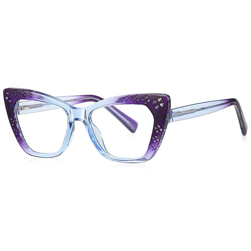 CCspace Women's Full Rim Cat Eye Tr 90 Titanium Reading Glasses R57000 Reading Glasses CCspace C5Purple 0