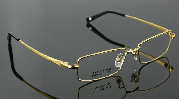 Brightzone Unisex Full Rim Square Titanium Eyeglasses 71407 Full Rim Brightzone gold