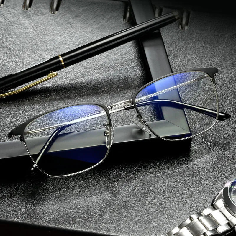 Kocolior Unisex Full Rim Square Stainless Steel Hyperopic Reading Glasses 101905 Reading Glasses Kocolior