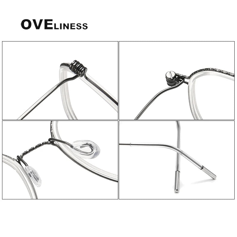 Oveliness Unisex Full Rim Square Acetate Titanium Eyeglasses 80892 Full Rim Oveliness   