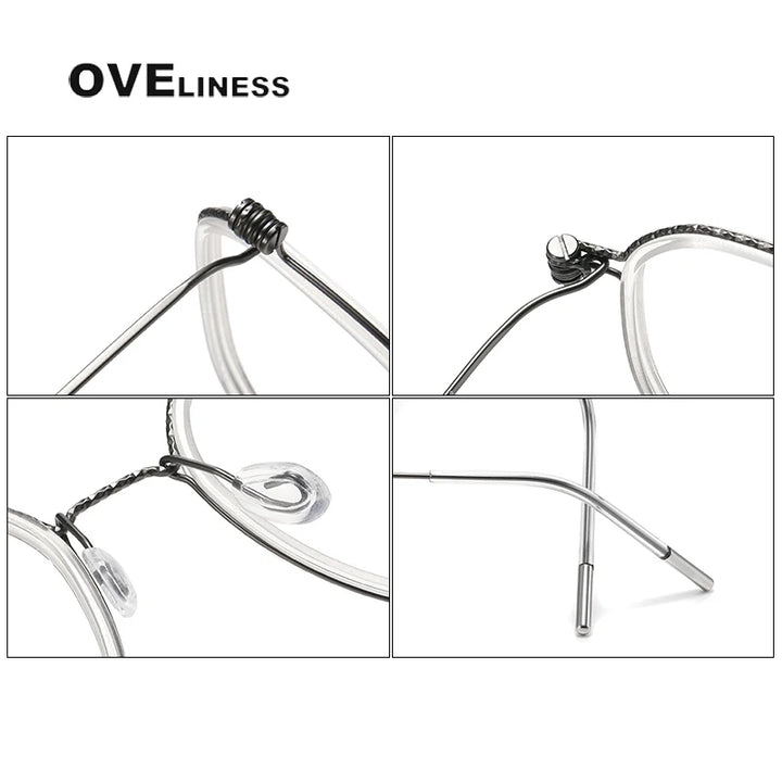 Oveliness Unisex Full Rim Square Acetate Titanium Eyeglasses 80892 Full Rim Oveliness   