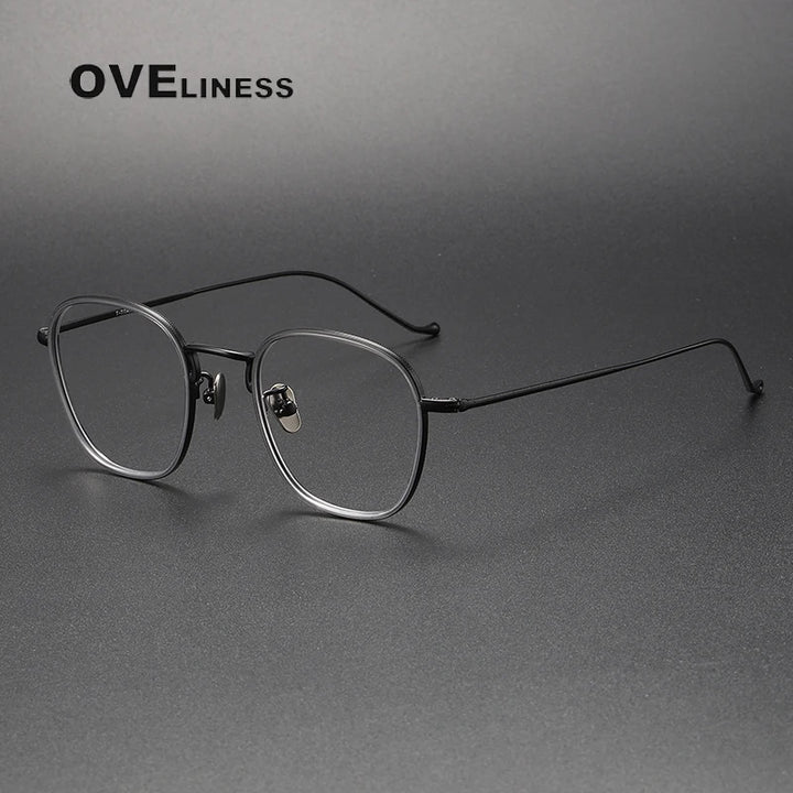 Oveliness Unisex Full Rim Oval Acetate Titanium Eyeglasses 8511 Full Rim Oveliness grey black  