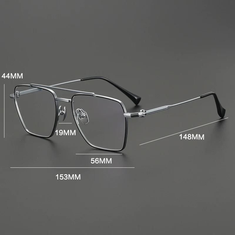 Gatenac Unisex Full Rim Big Square Double Bridge Titanium Eyeglasses G4009