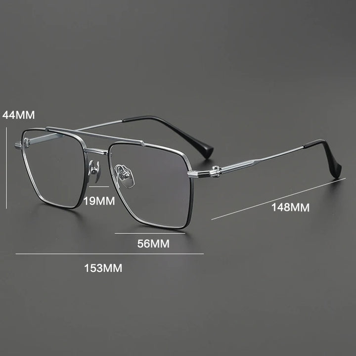 Gatenac Unisex Full Rim Big Square Double Bridge Titanium Eyeglasses G4009