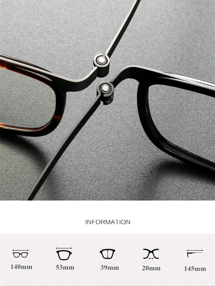 Black Mask Unisex Full Rim Rectangle Titanium Acetate Eyeglasses 9711 Full Rim Black Mask