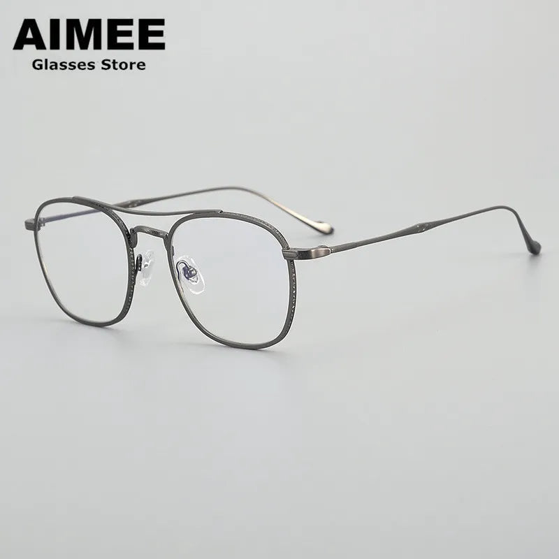 Aimee Unisex Full Rim Square Double Bridge Titanium Eyeglasses 195925