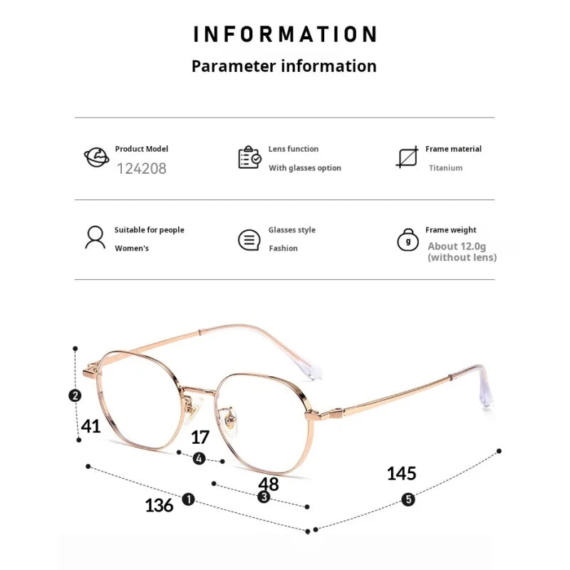 Momoja Women's Full Rim Polygonal Titanium Eyeglasses 124208