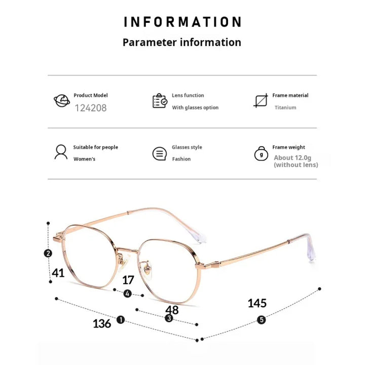 Momoja Women's Full Rim Polygonal Titanium Eyeglasses 124208