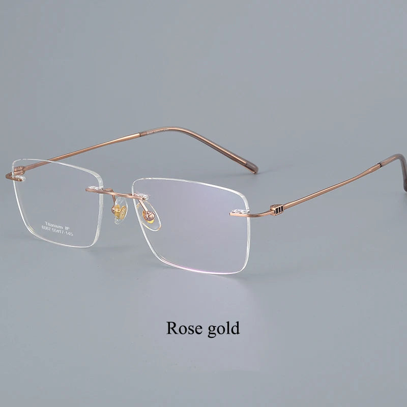 Bclear Unisex Rimless Square Titanium Eyeglasses Rimless Bclear Rose gold