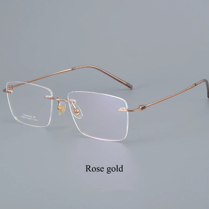 Bclear Unisex Rimless Square Titanium Eyeglasses Rimless Bclear Rose gold