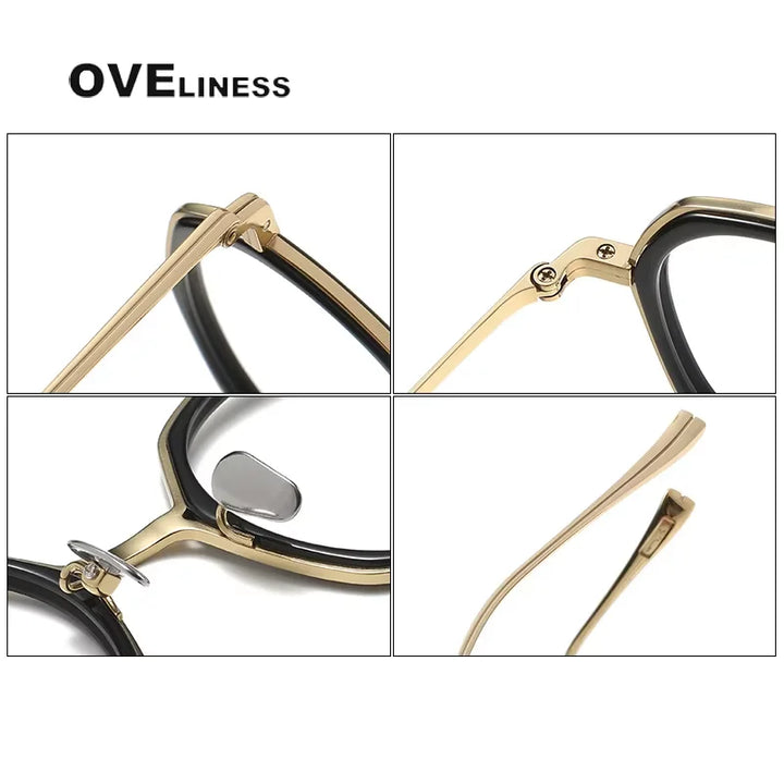 Oveliness Unisex Full Rim Polygon Titanium Acetate Eyeglasses 21135 Full Rim Oveliness