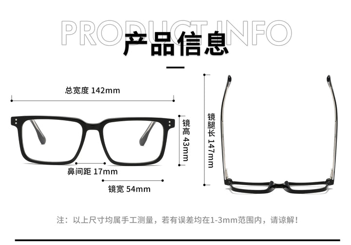 Black Mask Unisex Full Rim Square Acetate Eyeglasses Bm118 Full Rim Black Mask