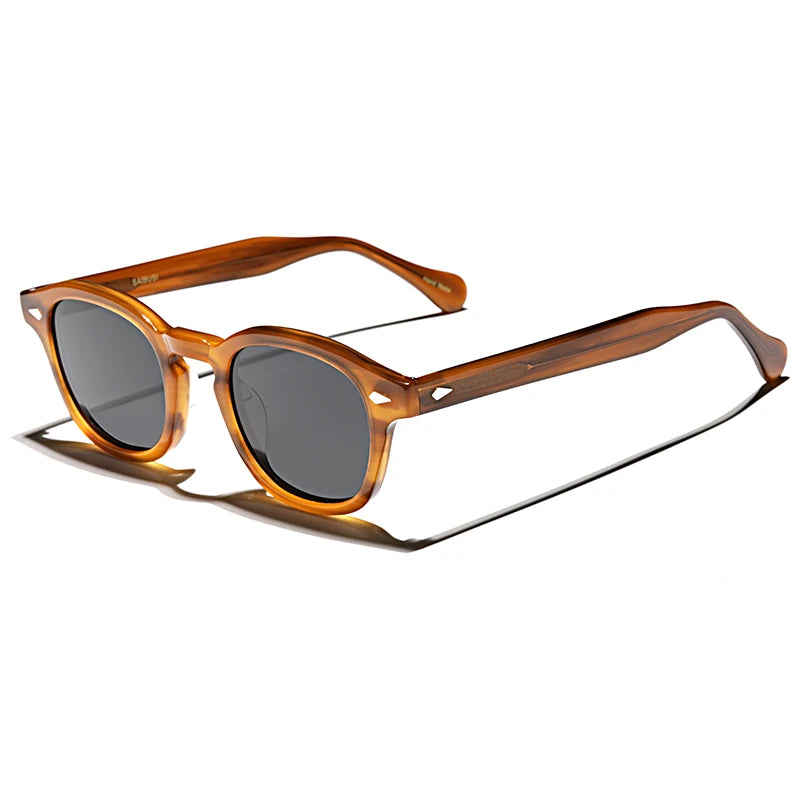 Hewei Unisex Full Rim Square Acetate Polarized Sunglasses 5188 Sunglasses Hewei brown-gray Other 