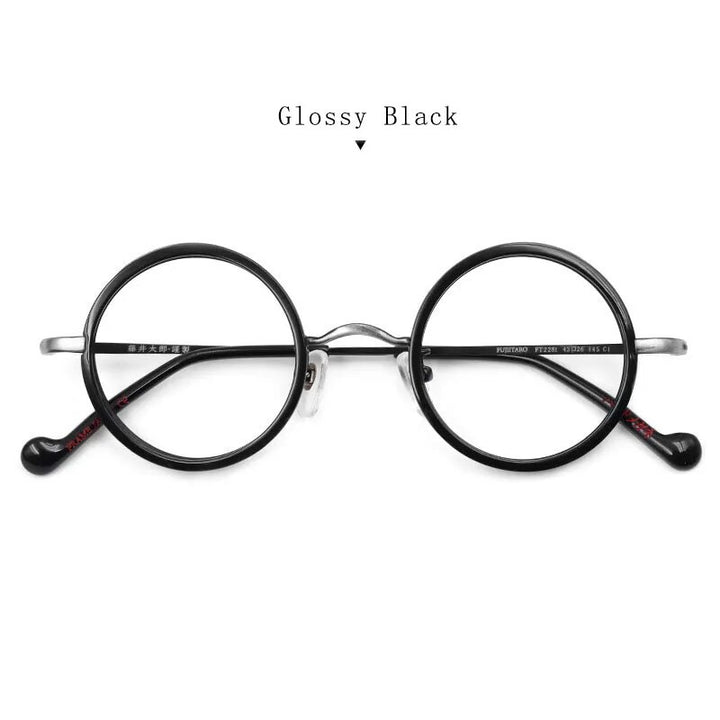 Hdcrafter Unisex Full Rim Round Titanium Eyeglasses Ft2381 Full Rim Hdcrafter Eyeglasses Glossy-Black